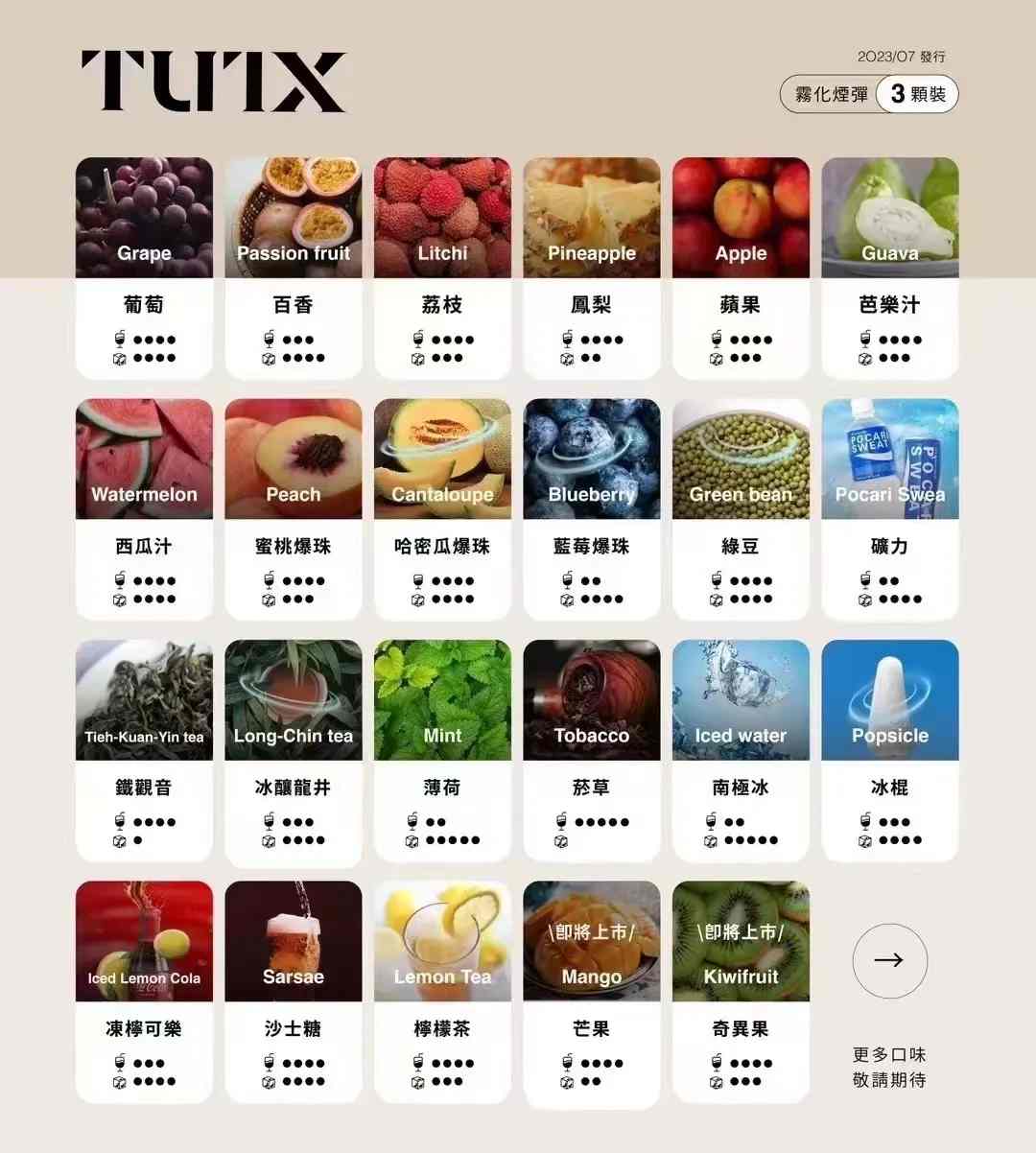 TUTX煙彈 一代通用 一盒三入 特點：和SP2口味很像